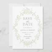 Klassieke Floral Crest Save the Date Fotokaart (Voorkant)