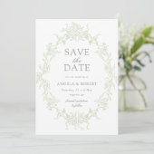 Klassieke Floral Crest Save the Date Fotokaart (Staand voorkant)