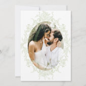 Klassieke Floral Crest Save the Date Fotokaart (Achterkant)