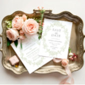 Klassieke Floral Crest Save the Date Fotokaart