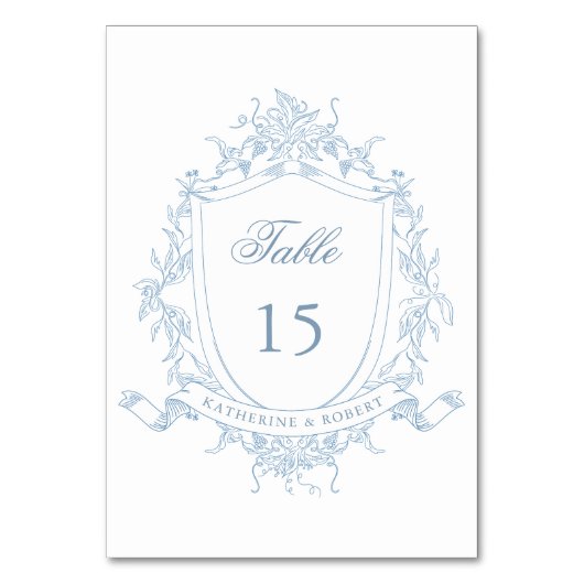 Klassieke Floral Crest Trouwtafel Nummer Kaart (Achterkant)