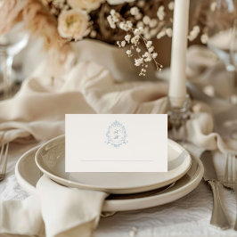 Klassieke Floral Crest Wedding Place Card Plaatskaartje