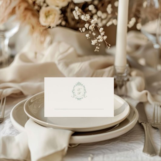 Klassieke Floral Crest Wedding Place Card Plaatskaartje