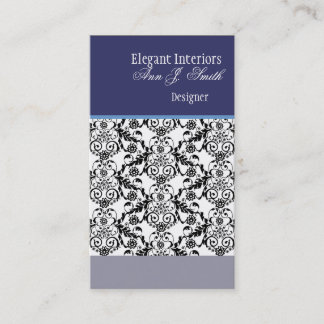 Klassieke Floral Damask Blue Black Retro Premade Visitekaartje
