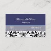 Klassieke Floral Damask Blue Black Retro Premade Visitekaartje (Achterkant)