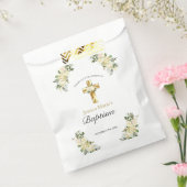 Klassieke Floral Gold Cross Baptisme Hartelijk dan Bedankzakje (Gezegeld)