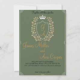 Klassieke Floral Monogram Crest bruiloft uitnodigi Kaart