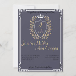Klassieke Floral Monogram Crest bruiloft uitnodigi Kaart