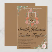 Klassieke Floral Monogram Crest bruiloft uitnodigi Kaart (Voorkant / Achterkant)