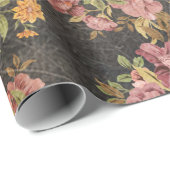 Klassieke Floral op zwart Cadeaupapier (Rol Hoek)