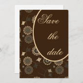 Klassieke Floral Pattern Brown Save the Date Kaart (Voorkant / Achterkant)