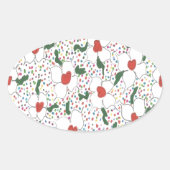 Klassieke Floral Pattern Ovale Sticker (Voorkant)