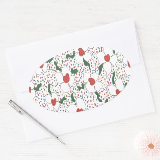 Klassieke Floral Pattern Ovale Sticker (Envelop)