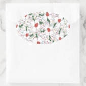 Klassieke Floral Pattern Ovale Sticker (Tas)