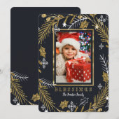 Klassieke Floral Photo Holiday Card Kaart (Voorkant / Achterkant)