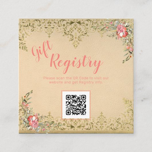Klassieke  Floral Quinceañera Registry Informatiekaartje (Voorkant)