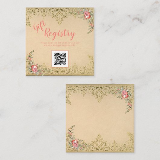 Klassieke  Floral Quinceañera Registry Informatiekaartje (Voorkant / Achterkant)