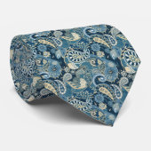 Klassieke Floral Slate Blue Paisley Stropdas (Opgerold)