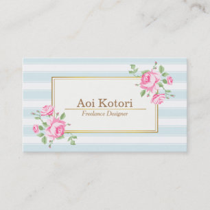 Klassieke Floral Stripes Rozen Visitekaartje