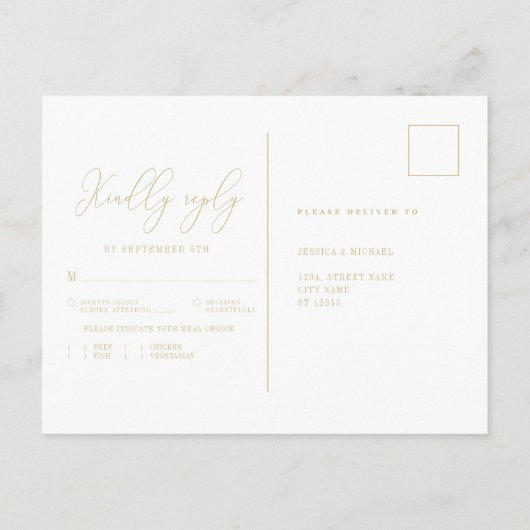 Klassieke Floral Wedding Meal Choice RSVP Briefkaart (Achterkant)