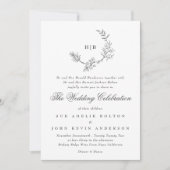 Klassieke Floral Wreath Monogram Weddenschap Kaart (Voorkant)