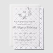 Klassieke Floral Wreath Monogram Weddenschap Vellum Uitnodigingen (Offset (Uitnodiging))