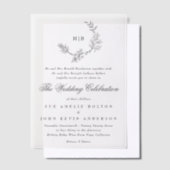 Klassieke Floral Wreath Monogram Weddenschap Vellum Uitnodigingen (Offset)