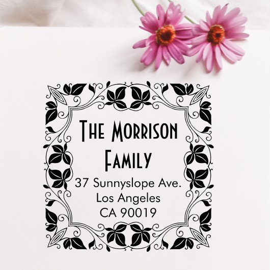 Klassieke Floral WreatReturn-adres Rubberstempel