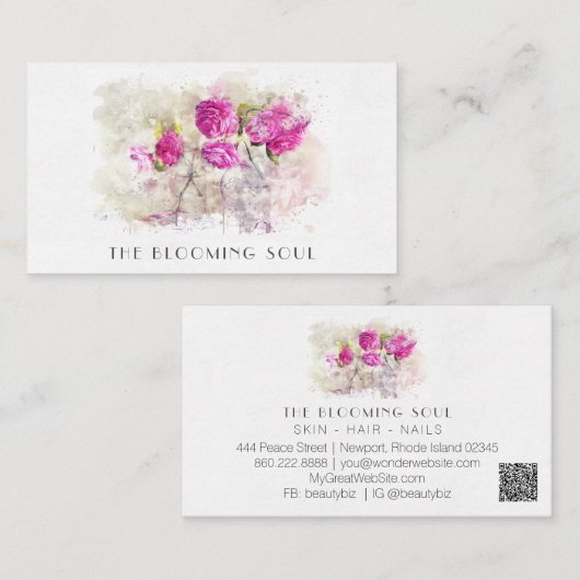 *~* Klassieke Florale Rozen QR PHOTO AR26 bus Visitekaartje (Voorkant / Achterkant)