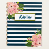 Klassieke Florals met Royal Blue en White Stripes Planner (Voorkant)