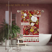 Klassieke Florals Rust, Bruin, Olijf Bad Handdoek