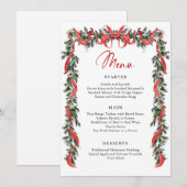 Klassieke Fluwelen Rode Strik Lint Kerstfeest Menu (Voorkant / Achterkant)