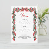 Klassieke Fluwelen Rode Strik Lint Kerstfeest Menu (Staand voorkant)