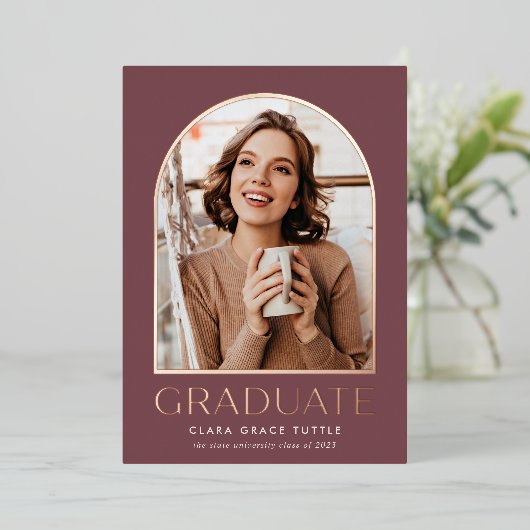 Klassieke Folie foto Afstuderen bekendmaking Folie Uitnodiging (Staand Voorkant)