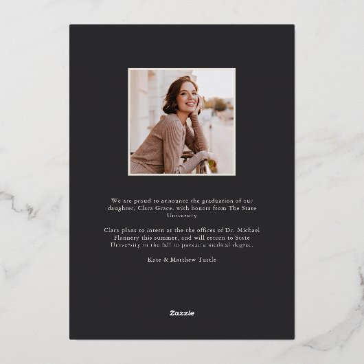 Klassieke Folie foto Afstuderen bekendmaking Folie Uitnodiging (Achterkant)