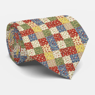Klassieke Folk Art scharlaken marine patchwork qui Stropdas