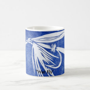 Klassieke forel Mok "Natte vliegen op blauw"