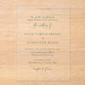 Klassieke Forest Green Elegant Wedding Acryl Uitnodigingen (Voorkant)