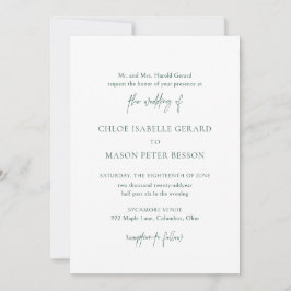 Klassieke Forest Green Elegant Wedding Kaart