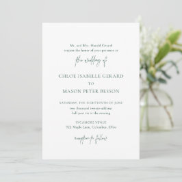 Klassieke Forest Green Elegant Wedding Kaart