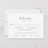 Klassieke Forest Green Elegant Wedding RSVP Kaartje (Achterkant)