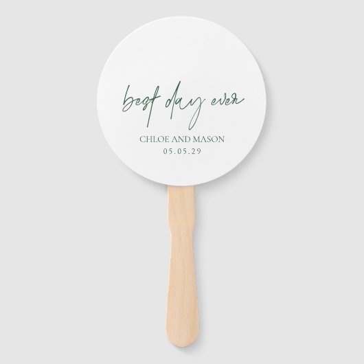 Klassieke Forest Green Forest Elegante bruiloft Handwaaier (Voorkant)