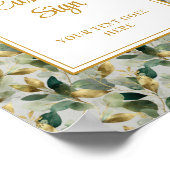 Klassieke Forest Green Gold Bladeren Huwelijk Cust Poster (Hoek)