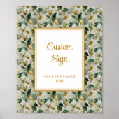 Klassieke Forest Green Gold Bladeren Huwelijk Cust Poster (Voorkant)