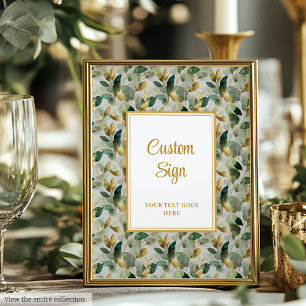 Klassieke Forest Green Gold Bladeren Huwelijk Cust Poster