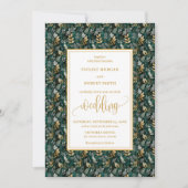 Klassieke Forest Green Gold Foliage Wedding Uitnod Kaart (Voorkant)