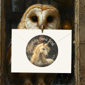 Klassieke  Forest Unicorn Envelope Fantasy Ronde Sticker
