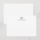 Klassieke formale elegante zwart monogram notitiekaartje (Voorkant / Achterkant)