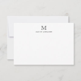 Klassieke formale elegante zwart monogram notitiekaartje