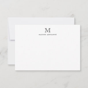 Klassieke formale elegante zwart monogram notitiekaartje